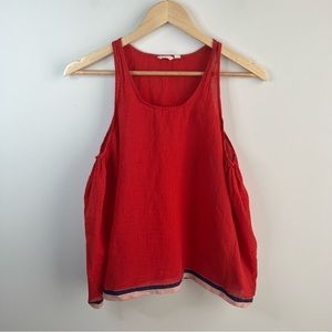 Injiri Women’s Top Size Medium Red Cotton Tank Top Sleeveless Made In India